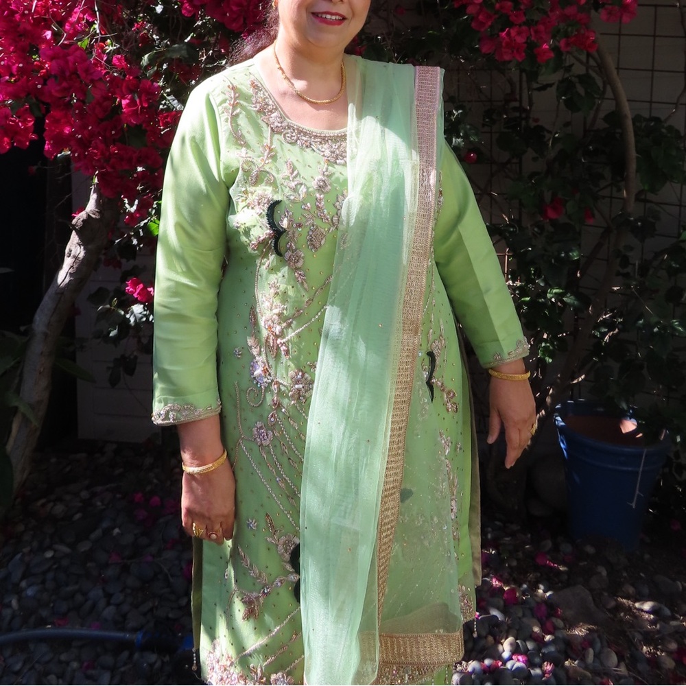 Pakistani Embroidered Light Green Traditional Salwar Kameez - OPEN TO ALL OFFERS